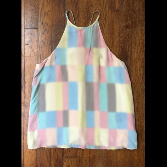 Tibi 100% Silk Pastel Print Lined Cami Tank Top - Picture 1 of 8